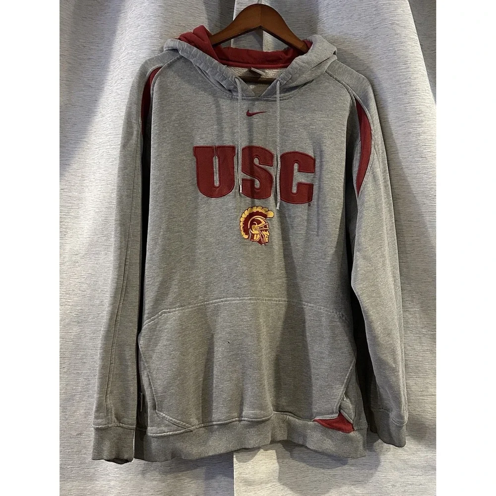 VTG USC Trojans Nike Hoodie‎ - Authentic Nike Team - Center Swoosh - Unisex Sz L